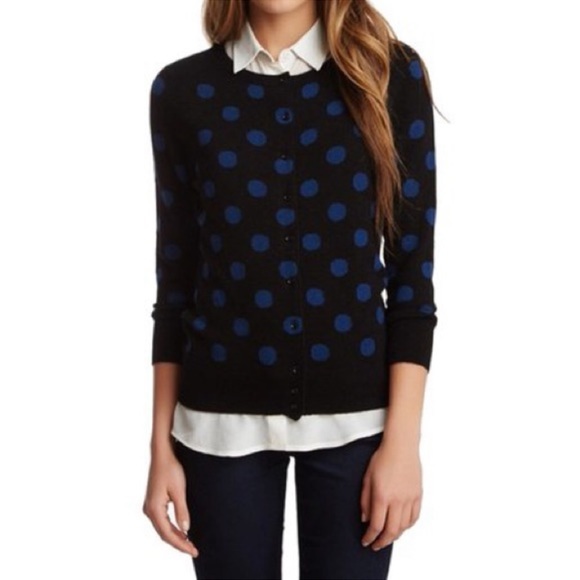 Philosophy Sweaters - Philosophy Cashmere Cardigan black with blue polka dots S